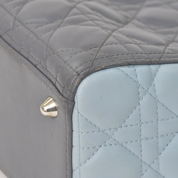 Christian Dior Lady Dior Large Tricolor Handbag 2way Gray Pink Light Blue Lambskin Good Condition Used 4a003905