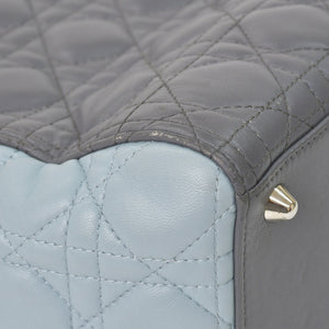 Christian Dior Lady Dior Large Tricolor Handbag 2way Gray Pink Light Blue Lambskin Good Condition Used 4a003905