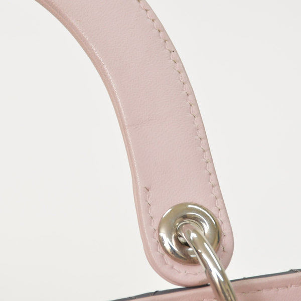 Christian Dior Lady Dior Large Tricolor Handbag 2way Gray Pink Light Blue Lambskin Good Condition Used 4a003905