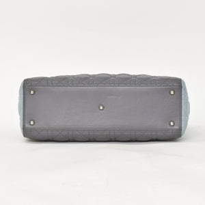 Christian Dior Lady Dior Large Tricolor Handbag 2way Gray Pink Light Blue Lambskin Good Condition Used 4a003905