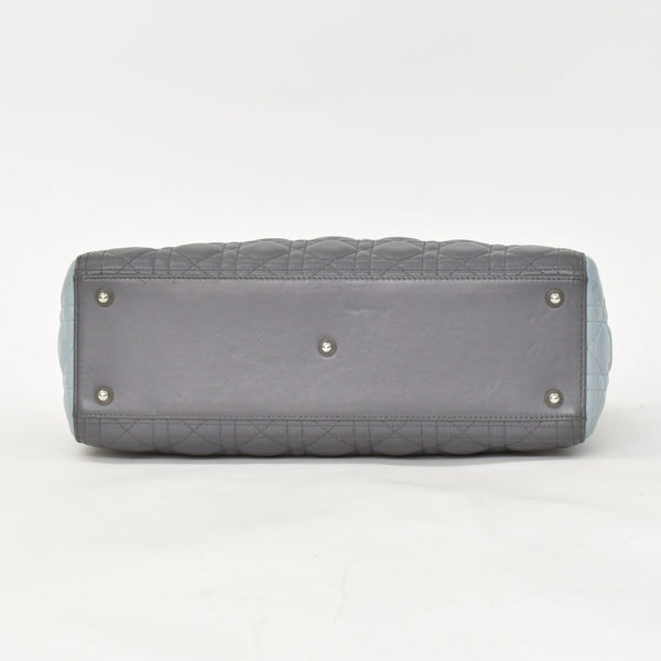 Christian Dior Lady Dior Large Tricolor Handbag 2way Gray Pink Light Blue Lambskin Good Condition Used 4a003905