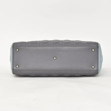 Load image into Gallery viewer, Christian Dior クリスチャンディオール レディ ディオール ラージ トリコロール ハンドバッグ ショルダーバッグ 2way グレー ピンク ライトブルー ラムスキン シルバー金具 美品 中古 4a003905