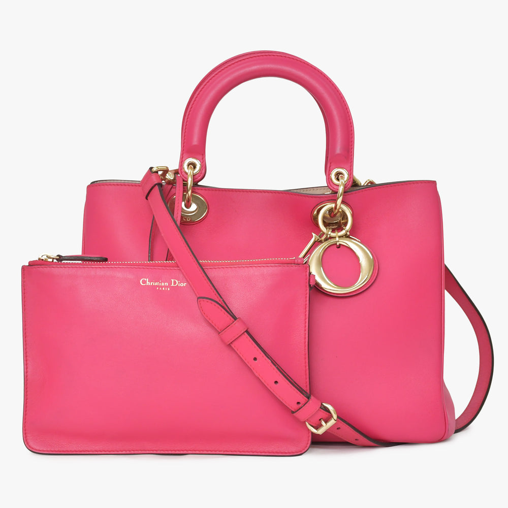 Christian Dior Diorissimo 2WAY Handbag Pink Leather Gold Hardware Good Condition Used 4a003907