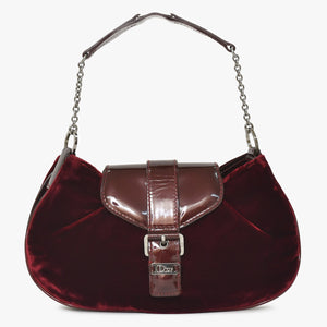 Very good condition Christian Dior Burgundy Wine Red Velor Bucket Bag Handbag Enamel Leather BM-0062 Used 4a003910
