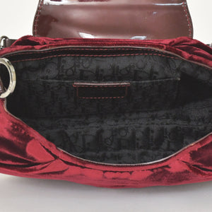 Very good condition Christian Dior Burgundy Wine Red Velor Bucket Bag Handbag Enamel Leather BM-0062 Used 4a003910