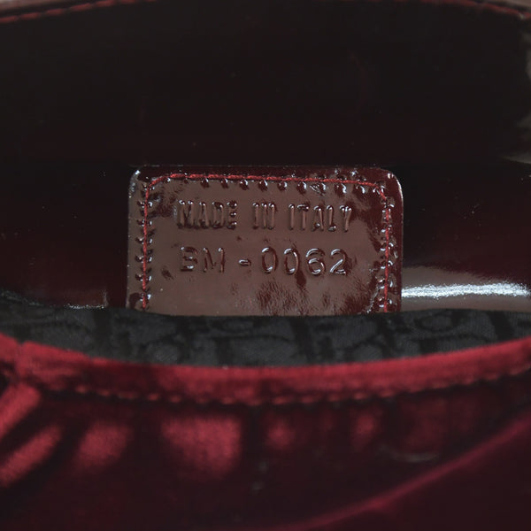 Very good condition Christian Dior Burgundy Wine Red Velor Bucket Bag Handbag Enamel Leather BM-0062 Used 4a003910