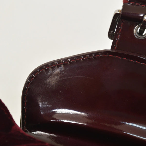 Very good condition Christian Dior Burgundy Wine Red Velor Bucket Bag Handbag Enamel Leather BM-0062 Used 4a003910