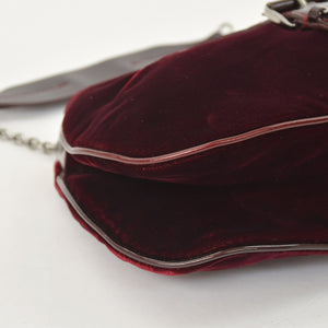 Very good condition Christian Dior Burgundy Wine Red Velor Bucket Bag Handbag Enamel Leather BM-0062 Used 4a003910