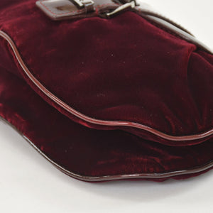 Very good condition Christian Dior Burgundy Wine Red Velor Bucket Bag Handbag Enamel Leather BM-0062 Used 4a003910