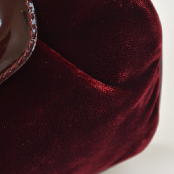 Very good condition Christian Dior Burgundy Wine Red Velor Bucket Bag Handbag Enamel Leather BM-0062 Used 4a003910