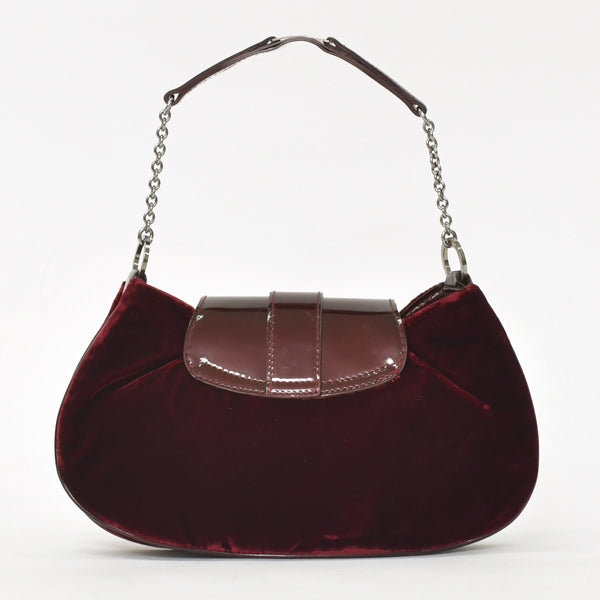 Very good condition Christian Dior Burgundy Wine Red Velor Bucket Bag Handbag Enamel Leather BM-0062 Used 4a003910