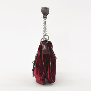Very good condition Christian Dior Burgundy Wine Red Velor Bucket Bag Handbag Enamel Leather BM-0062 Used 4a003910
