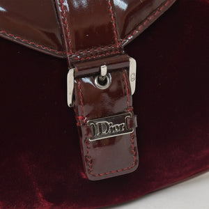 Very good condition Christian Dior Burgundy Wine Red Velor Bucket Bag Handbag Enamel Leather BM-0062 Used 4a003910
