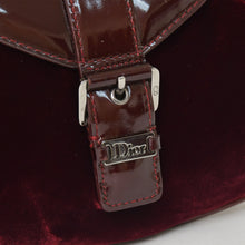 画像をギャラリービューアに読み込む, 極美品 Christian Dior クリスチャンディオール バーガンディ ワインレッド ベロアバケットバッグ ハンドバッグ エナメル レザー BM-0062 中古 4a003910