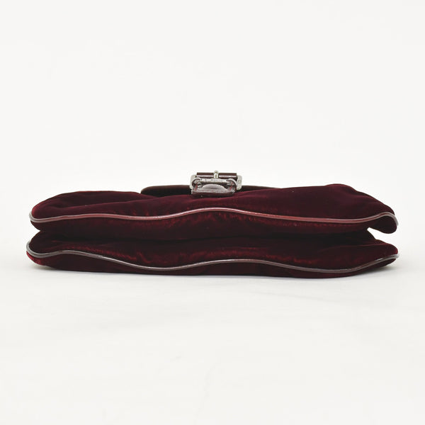 Very good condition Christian Dior Burgundy Wine Red Velor Bucket Bag Handbag Enamel Leather BM-0062 Used 4a003910