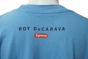 極美品 Supreme × Roy DeCarava シュプリーム ロイ・デカラヴァ 22SS マルコムX 半袖Ｔシャツ ブルー サイズＭ 中古 39361