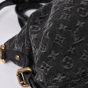 LOUIS VUITTON Neocavi GM Handbag M95352 Monogram Denim Black Leather Gold Hardware Good Condition Used 4a001012