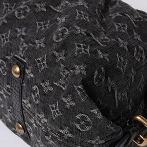 LOUIS VUITTON Neocavi GM Handbag M95352 Monogram Denim Black Leather Gold Hardware Good Condition Used 4a001012