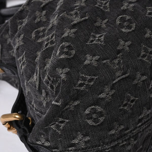 LOUIS VUITTON Neocavi GM Handbag M95352 Monogram Denim Black Leather Gold Hardware Good Condition Used 4a001012