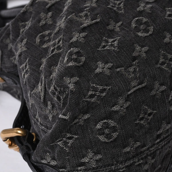 LOUIS VUITTON Neocavi GM Handbag M95352 Monogram Denim Black Leather Gold Hardware Good Condition Used 4a001012