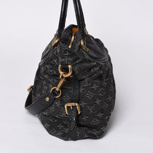 LOUIS VUITTON Neocavi GM Handbag M95352 Monogram Denim Black Leather Gold Hardware Good Condition Used 4a001012