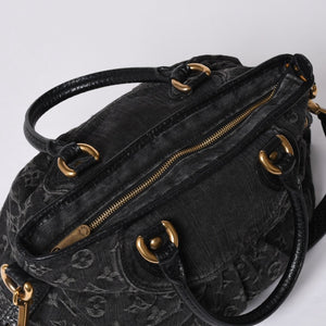 LOUIS VUITTON Neocavi GM Handbag M95352 Monogram Denim Black Leather Gold Hardware Good Condition Used 4a001012