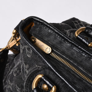 LOUIS VUITTON Neocavi GM Handbag M95352 Monogram Denim Black Leather Gold Hardware Good Condition Used 4a001012