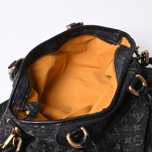 LOUIS VUITTON Neocavi GM Handbag M95352 Monogram Denim Black Leather Gold Hardware Good Condition Used 4a001012