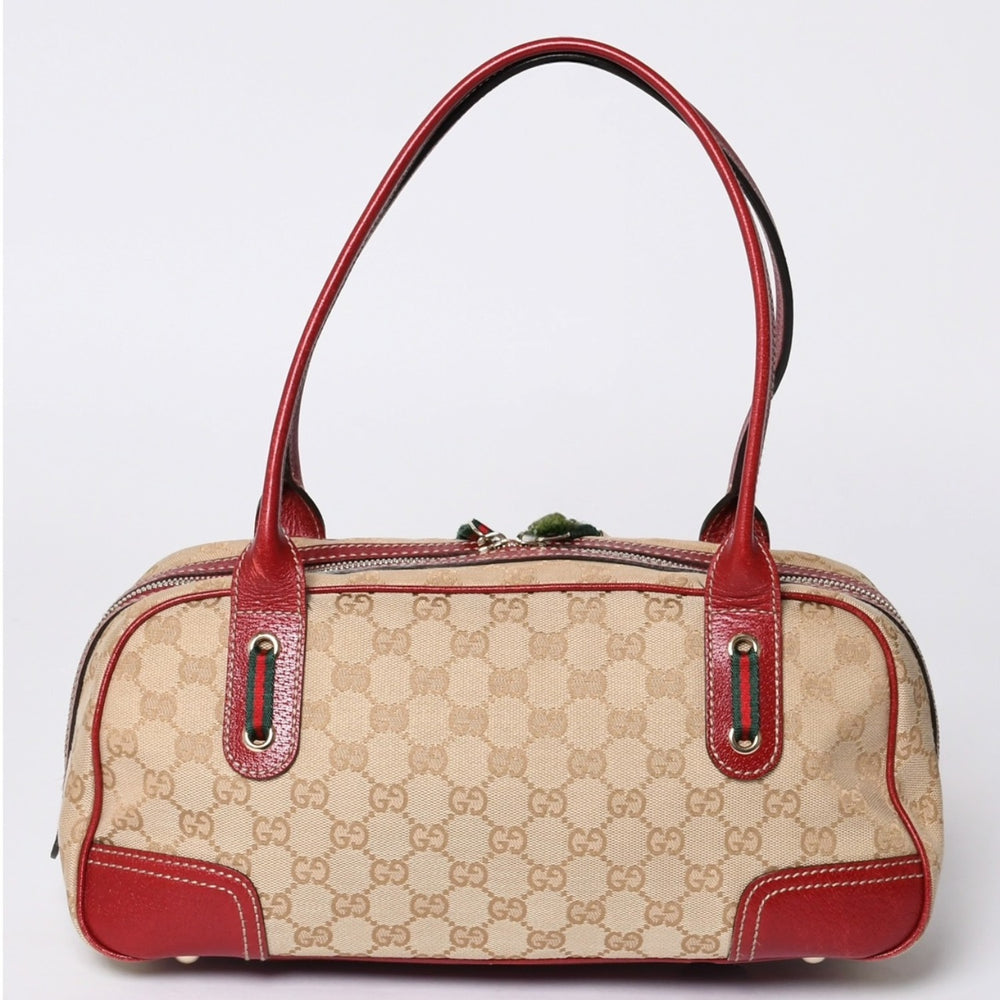 GUCCI グッチ Hand Bag ハンドバッグ 161720 Sherry Line シェリーライン レッド ブラウン 美品 中古 4a000517
