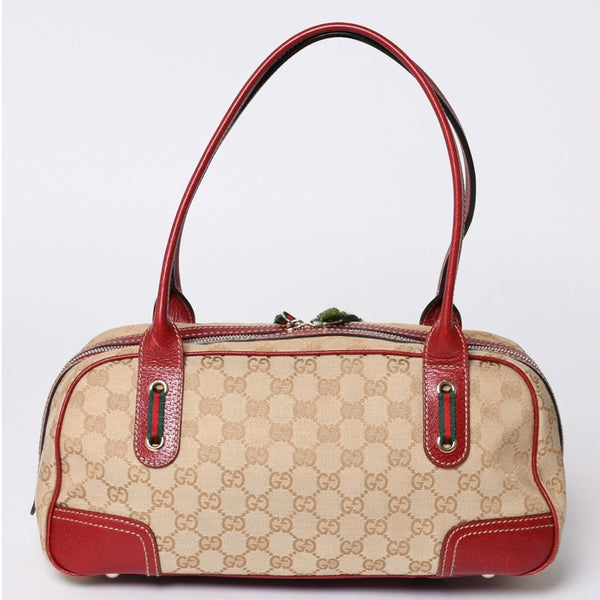 GUCCI グッチ Hand Bag ハンドバッグ 161720 Sherry Line シェリーライン レッド ブラウン 美品 中古 4a000517