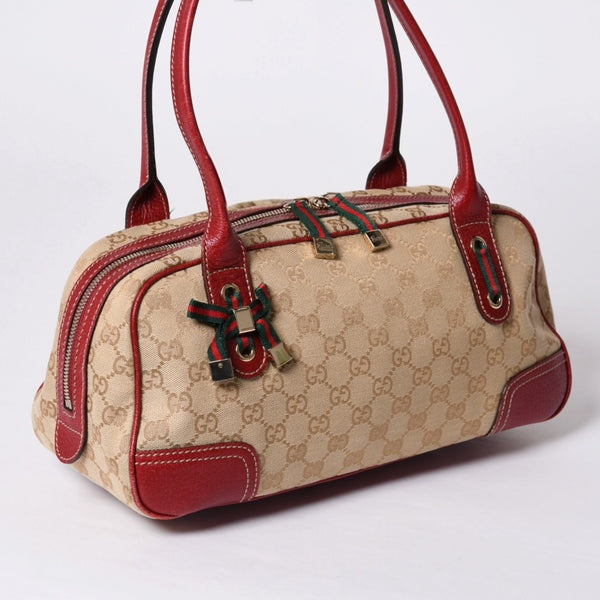 GUCCI グッチ Hand Bag ハンドバッグ 161720 Sherry Line シェリーライン レッド ブラウン 美品 中古 4a000517