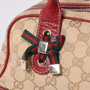 GUCCI グッチ Hand Bag ハンドバッグ 161720 Sherry Line シェリーライン レッド ブラウン 美品 中古 4a000517