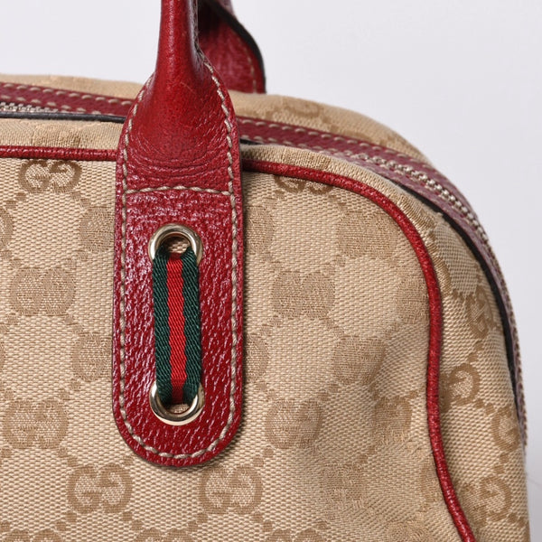 GUCCI グッチ Hand Bag ハンドバッグ 161720 Sherry Line シェリーライン レッド ブラウン 美品 中古 4a000517