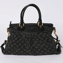 画像をギャラリービューアに読み込む, LOUIS VUITTON ルイヴィトン ネオカヴィ GM ハンドバッグ M95352 モノグラムデニム ブラック レザー ゴールド金具 美品 中古 4a001012