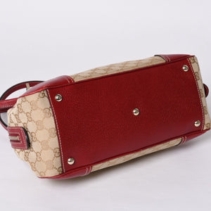 GUCCI グッチ Hand Bag ハンドバッグ 161720 Sherry Line シェリーライン レッド ブラウン 美品 中古 4a000517