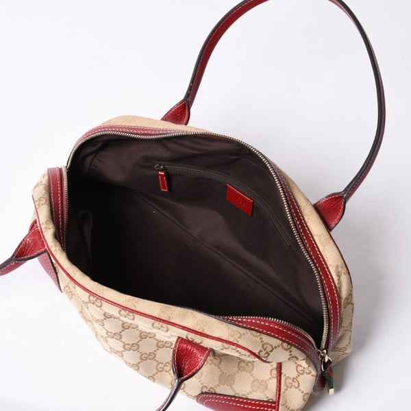 GUCCI グッチ Hand Bag ハンドバッグ 161720 Sherry Line シェリーライン レッド ブラウン 美品 中古 4a000517