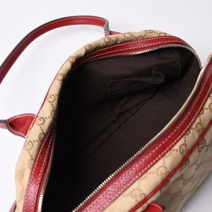 GUCCI グッチ Hand Bag ハンドバッグ 161720 Sherry Line シェリーライン レッド ブラウン 美品 中古 4a000517