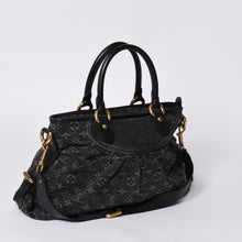 画像をギャラリービューアに読み込む, LOUIS VUITTON ルイヴィトン ネオカヴィ GM ハンドバッグ M95352 モノグラムデニム ブラック レザー ゴールド金具 美品 中古 4a001012