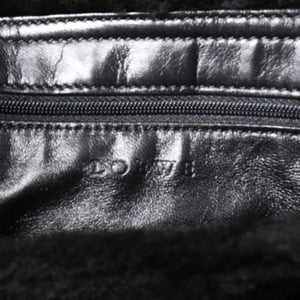 LOEWE ロエベ ハンドバッグ アナグラム ブラック ムートン レザー ブラック シルバー金具 美品 中古 4a000487
