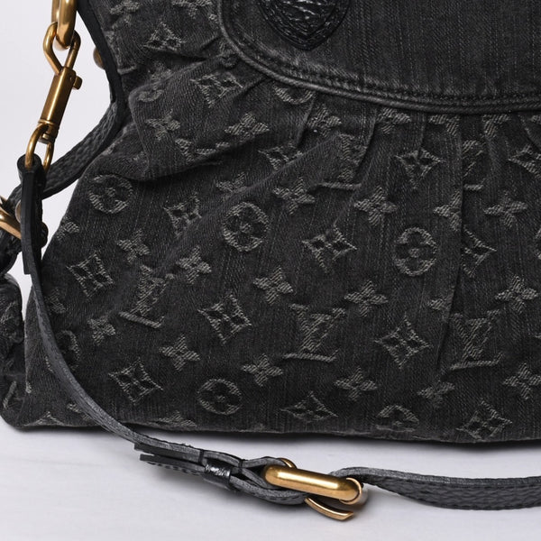 LOUIS VUITTON Neocavi GM Handbag M95352 Monogram Denim Black Leather Gold Hardware Good Condition Used 4a001012