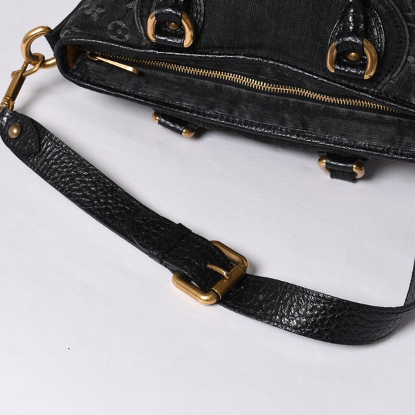 LOUIS VUITTON Neocavi GM Handbag M95352 Monogram Denim Black Leather Gold Hardware Good Condition Used 4a001012