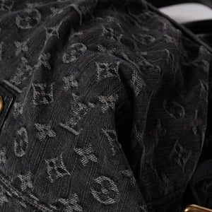 LOUIS VUITTON Neocavi GM Handbag M95352 Monogram Denim Black Leather Gold Hardware Good Condition Used 4a001012