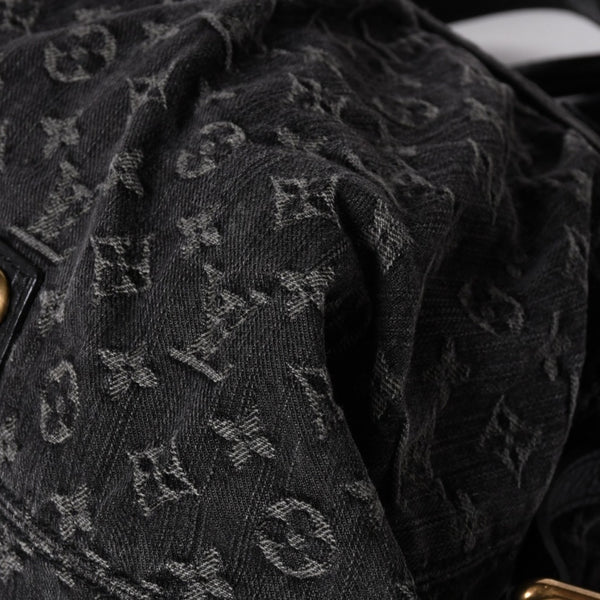 LOUIS VUITTON Neocavi GM Handbag M95352 Monogram Denim Black Leather Gold Hardware Good Condition Used 4a001012