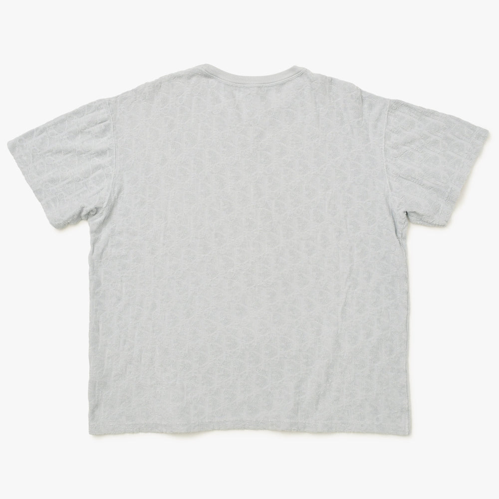 極美品 Christian Dior クリスチャンディオール オブリーク テリーコットンジャガード Tシャツ 113J692A0614 パイル V字ステッチ グレー XLサイズ 中古 4a004085