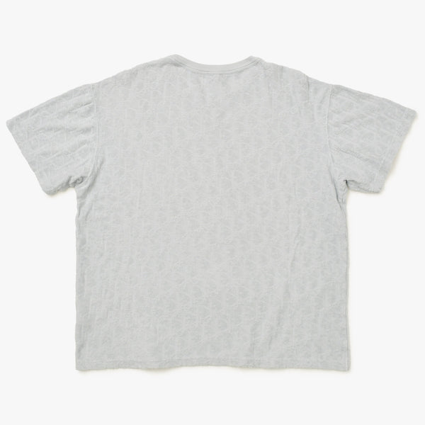 極美品 Christian Dior クリスチャンディオール オブリーク テリーコットンジャガード Tシャツ 113J692A0614 パイル V字ステッチ グレー XLサイズ 中古 4a004085