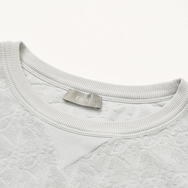 極美品 Christian Dior クリスチャンディオール オブリーク テリーコットンジャガード Tシャツ 113J692A0614 パイル V字ステッチ グレー XLサイズ 中古 4a004085