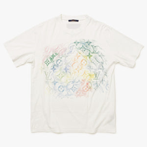 Very Good Condition LOUIS VUITTON Pastel Monogram T-shirt VCCM09 Virgil Abloh 2021SS Multicolor Crayon White XL Size Used 4a004087