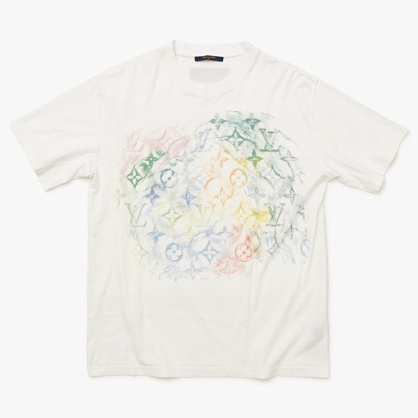 Very Good Condition LOUIS VUITTON Pastel Monogram T-shirt VCCM09 Virgil Abloh 2021SS Multicolor Crayon White XL Size Used 4a004087