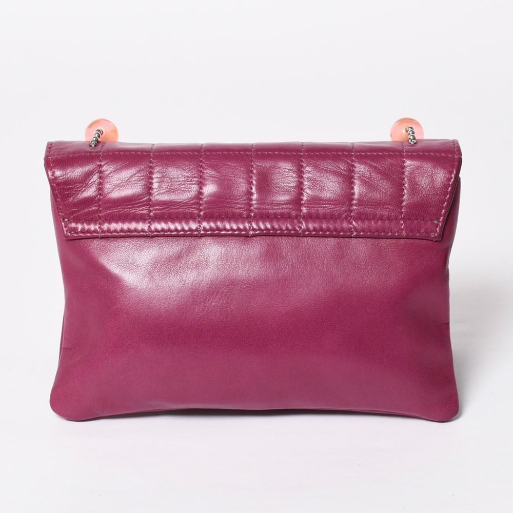 極美品 CHANEL シャネル チョコバー ボールチェーンショルダーバッグ 6番台 ココマーク ラムスキン ピンク シルバー金具 中古 4a008859