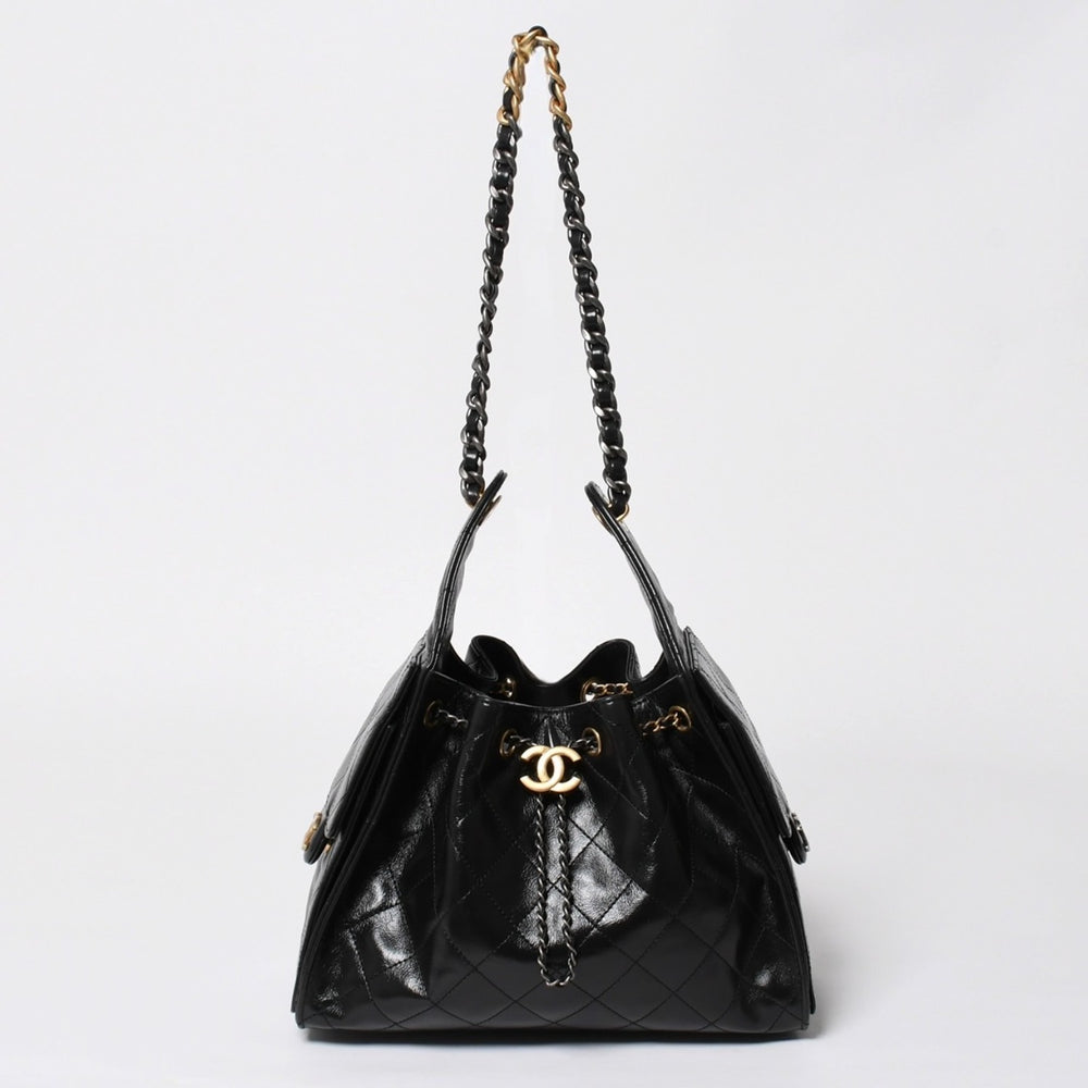 新品同様 CHANEL シャネル CHANEL 25 ミディアム チェーンワンショルダーバッグ AS5311 ココマーク グレインド カーフスキン ブラック 中古 4a008761